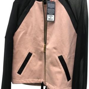 True Religion Black/Blush Mix Media Track Jacket